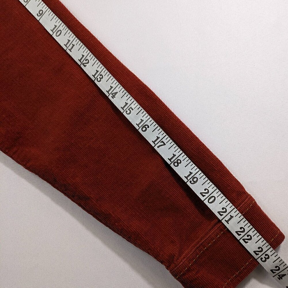 VTG Ms Lee Shacket Womens Medium Corduroy Rust Orange Button Up Embroidery Top - Picture 9 of 12